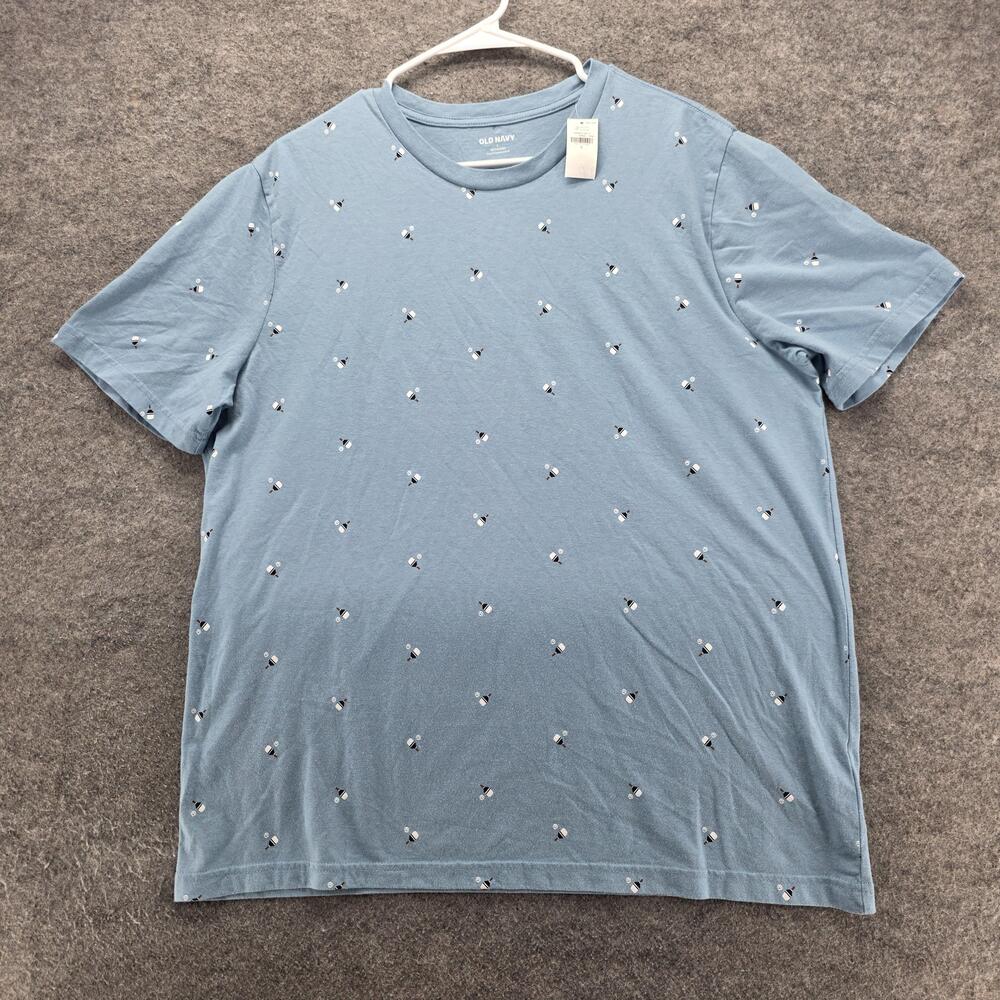 Old Navy Shirt Mens Large Blue Soft-Washed Crewneck All Over Pickle Print Tee